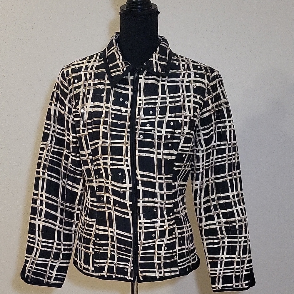 Vintage Carole Little Women’s Silk Quilted Puffer Style Jacket Zip Front Size M